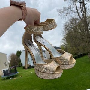 Gold AB Rhinestone Heels